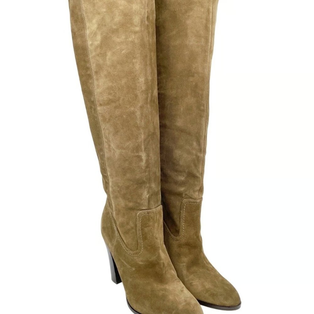 Veronica Beard Women's Vesper Suede Knee High Mocha Boot Wide Calf Size 8